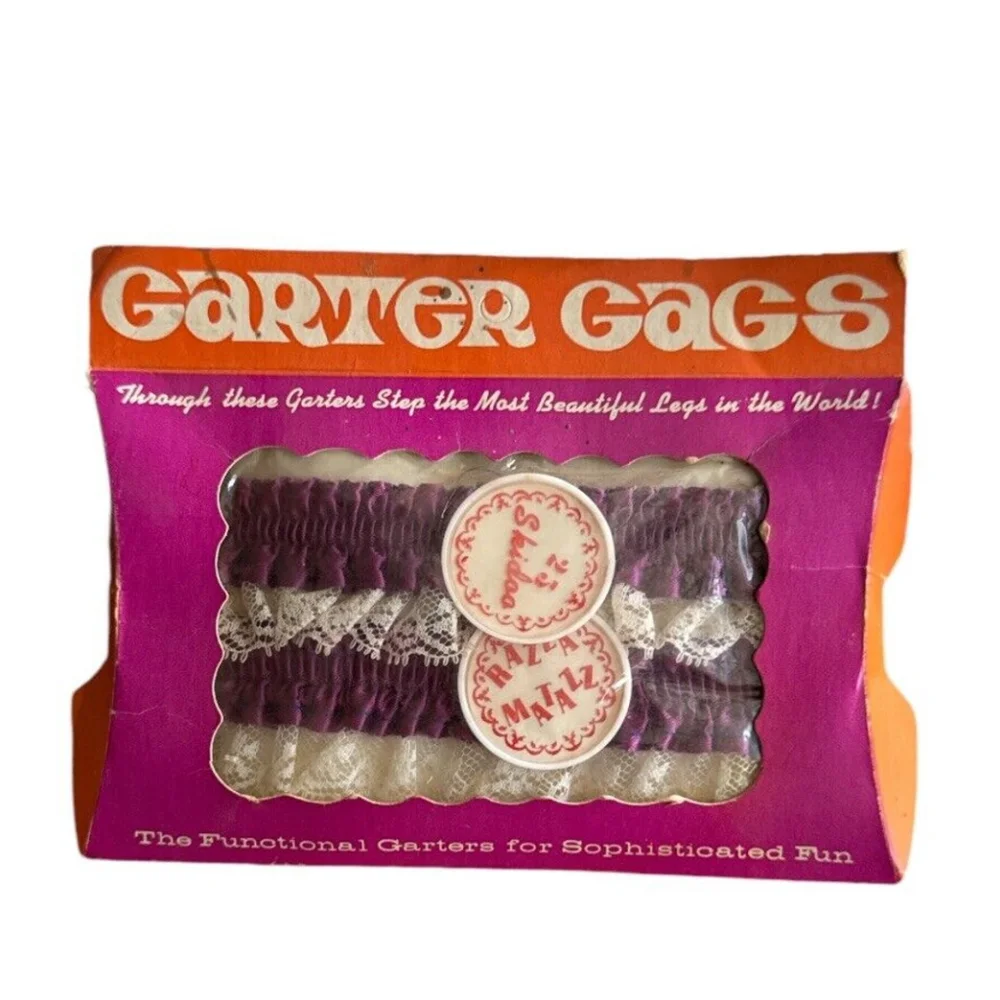 Vintage 1970s Garter Set Original Box GAG GIFT Novelty Stag Functional Skidoo